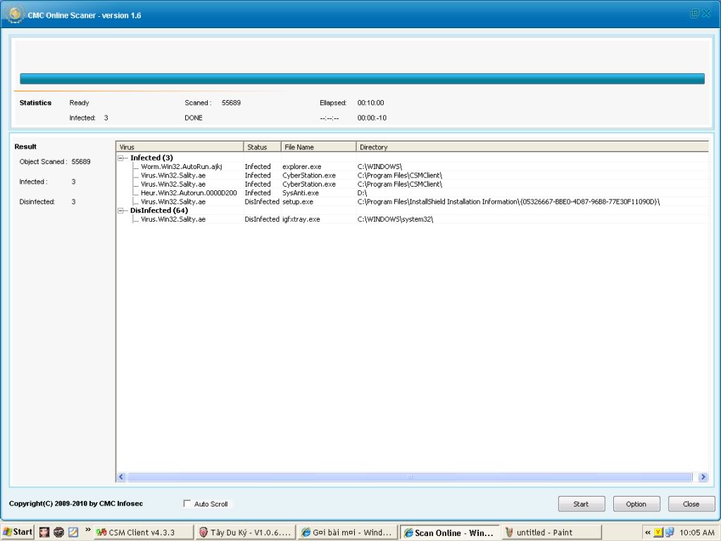 CMC Online Scan chưa diệt triệt để được Sysanti.exe Scanlan2