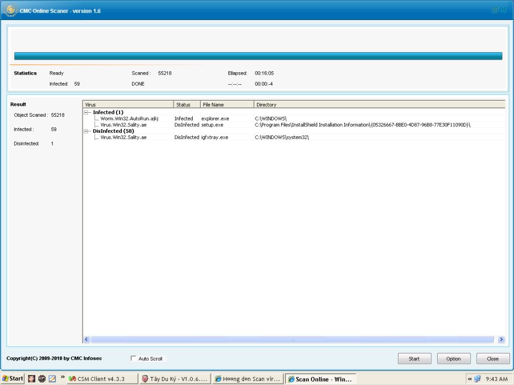 CMC Online Scan chưa diệt triệt để được Sysanti.exe Scanlan1