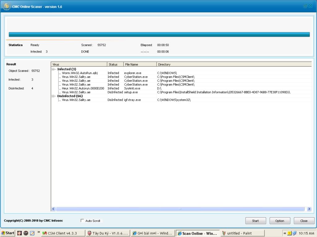 CMC Online Scan chưa diệt triệt để được Sysanti.exe Scanlan3