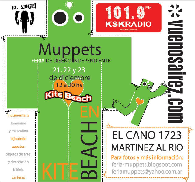 Del 21 al 23/12 Feria de Diseño Independiente en Kite Beach Flyer-muppets
