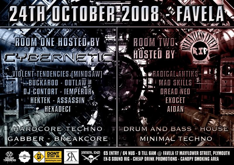 CYBERNETIC @ FAVELA 24TH OCTOBER DEBS BDAY W/ VIOLENT TENDANCIES Octflyer