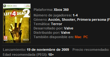 LEFT 4 DEAD 2 Left4Dead2FichaTecnica