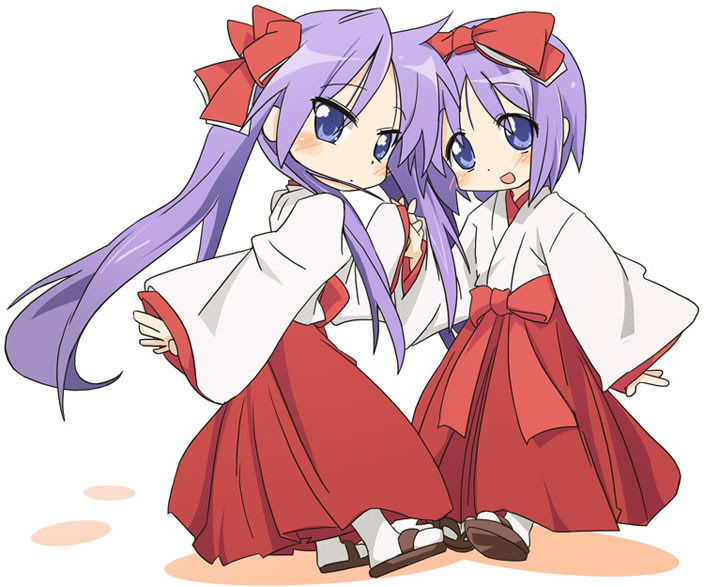 [Lucky Star] [Kagami Hiiragi or Tsukasa Hiiragi] [Miko version] Miko-kagami-and-tsukasa2