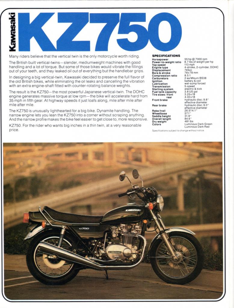 Brochures et Publicités sur les KAWASAKI KZ/Z   70/80'S Kawasakistreetmotorcycles426