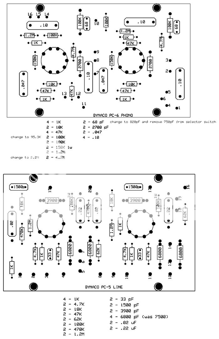 Board layouts for the PC-5 line stage and PC-6 phono board on the PAS preamps - photos ... DYNAPAS3PC5-PC6