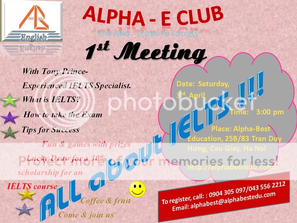 Buổi ra mắt câu lạc bộ tiếng anh Alpha E-Club Posterfinal