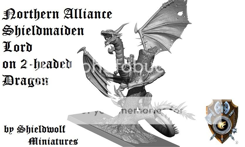 Shieldwolf Miniatures- Great War Mammooth .31 -  19 Shieldmaiden%20Lord%20on%202-headed%20Dragon_zpsskwl54vx