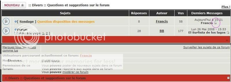 Question disposition des messages Imageforum