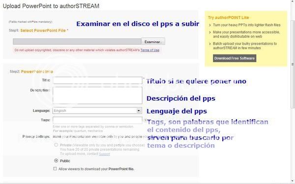 Subir presentaciones de powerpoint a authorSTREAM y postearlas en el foro 2-4