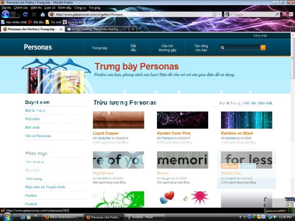 Web thay đổi theme cho Firefox Personas1