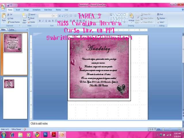 TAREAS DEL CURSO DE INVITACIONES CON POWER POINT - Página 5 Tarea2