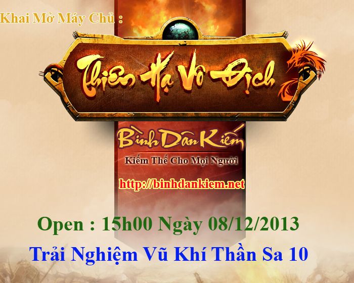 [binhdankiem.net] - Open 08/12/2013 - Kiếm Thế Bình Dân - Tặng Ngay Vũ Khí Thần Sa 5 Postbaicopy