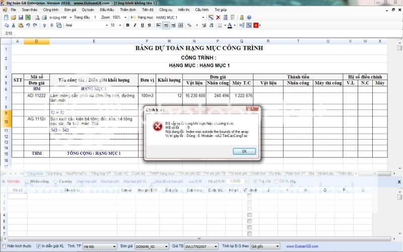 crack - Cần xin crack pm dự toán G8 - Page 2 ERRO1
