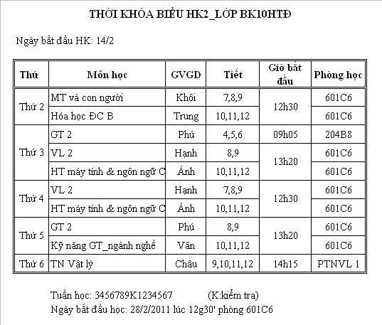 Thời khoá biếu HK2 TKB_HK2