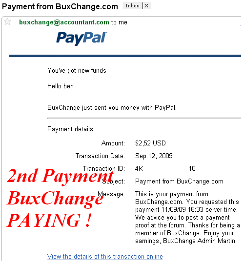 BuxChange - My 2nd Payment BuxChange2nd