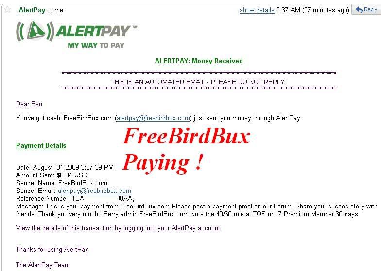 FreeBirdBux - 1st Payment FreeBirdBux1st