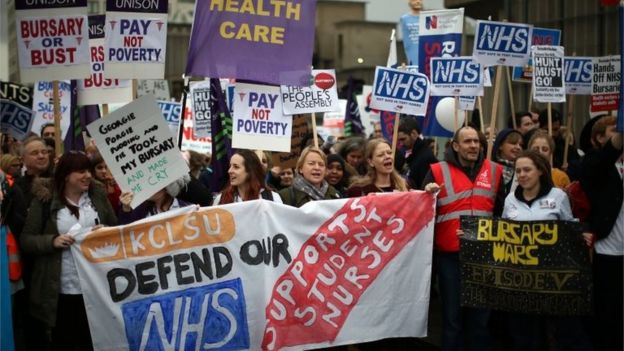 Student nurses and midwives protest over grants cut _87581632_d755f4ae-d2bb-4572-a636-44d7bc830e84