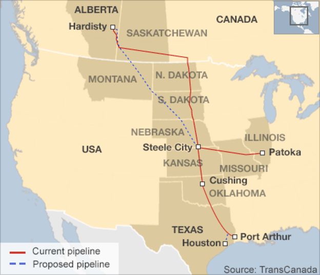 "El elefante Norteamericano tendrá agua negra en su trompa y comenzará su mal" - Fusionado - - Página 35 _79108473_canada_usa_pipeline_464_v4