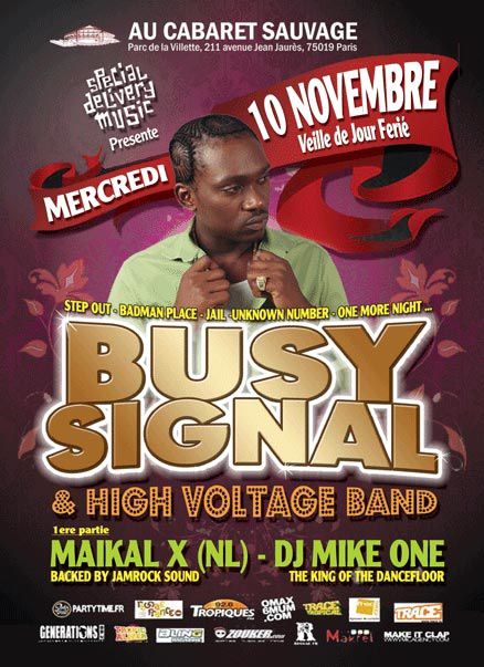 BUSY SIGNAL | 10 NOV | CABARET SAUVAGE | Flyerbusydef