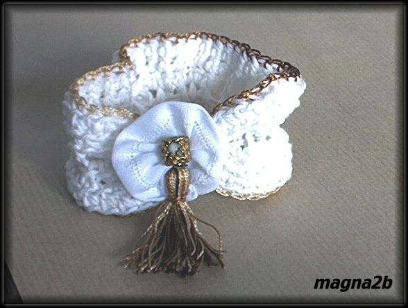 اساور رائعة بالكروشية Bracelet-blanc-dore