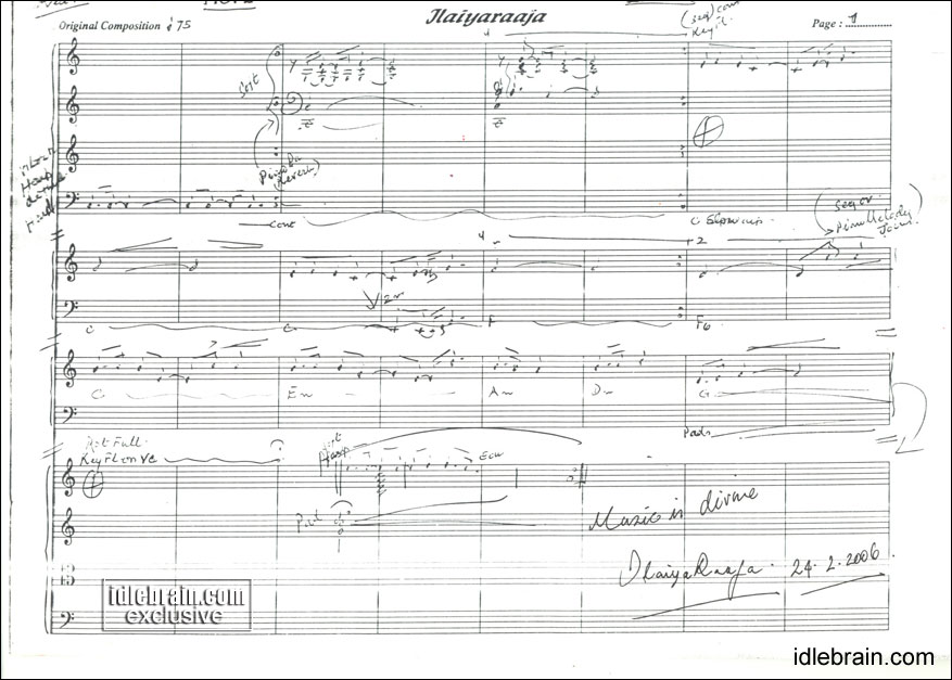 Ilayaraaja's Score Sheets Ilayaraja-notes