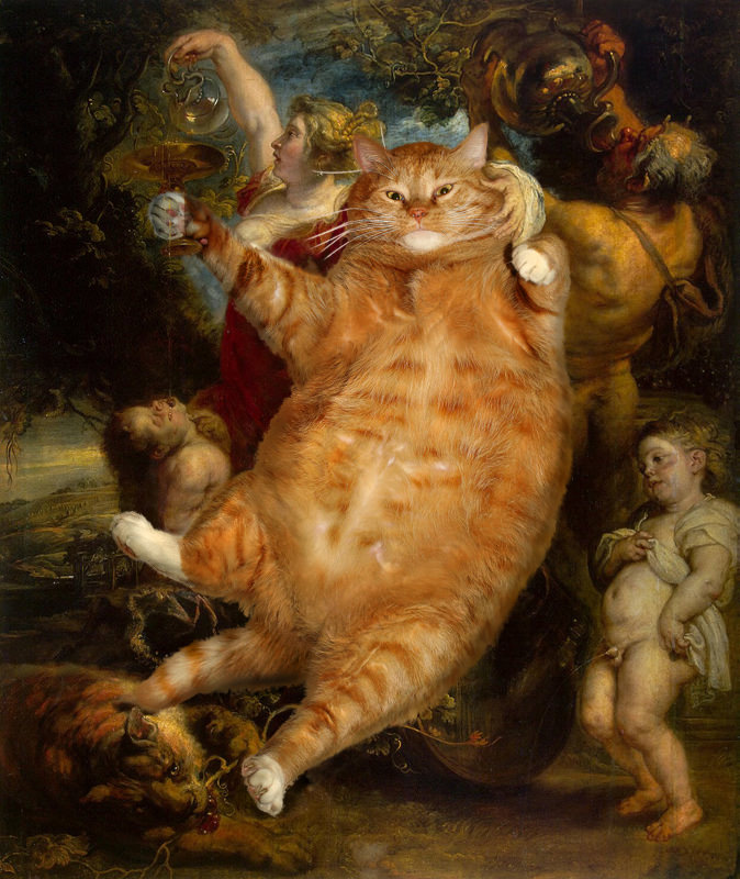 Kunst können Auweiohwei Rubens-bacchus-cat-w