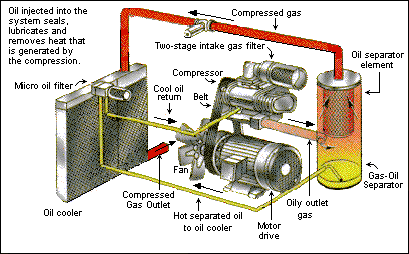 الأجزاء الأساسية فى دائرة التبريد Rotaryscrewcompressor