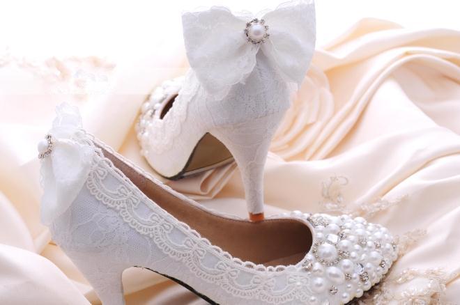 تًَِشًٍْگْيلًٍَهْہ ŜỡǾ ИịçЄ]~●• White-lace-wedding-shoes-high-heel-8cm-pearls