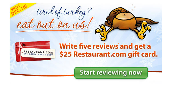 viewpoints-write 5 reviews for $25 restaraunt gc exp. 12-16-09 31f2d3b9-f