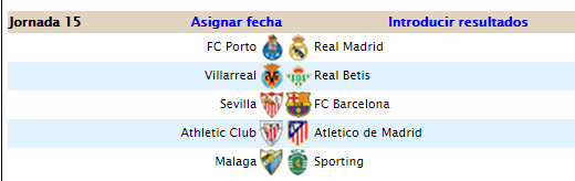 Alineaciones Jornada 15 - Primera Division 1725b484ca88482488ef5c1b087d491a