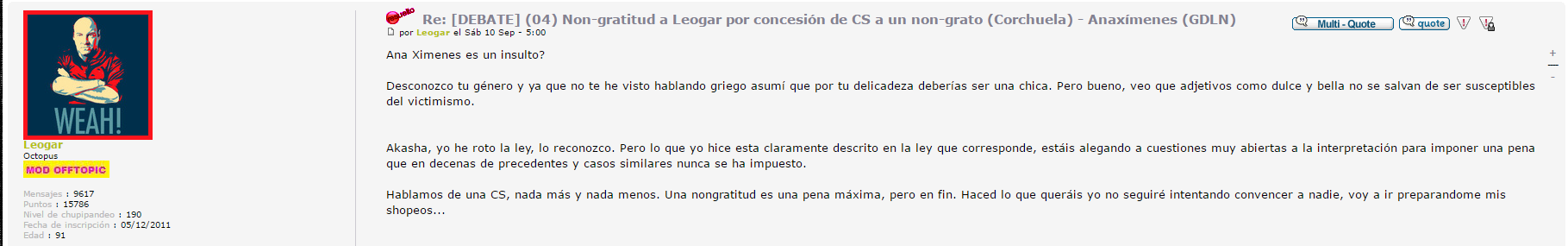 (Caso 004) - Denuncia akashapeke c. Leogar. [Reglamento del Foro Unificado] 23469dd902024848b70fca8ee0cfb541