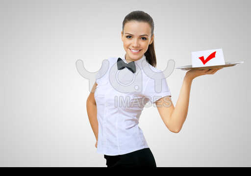Waitresses Waitress-holding-a-tray-with-symbol-of-success-257ccc6