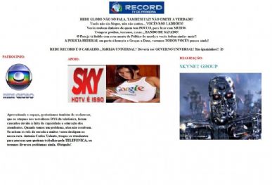 Hackers invadem site da Record e publicam ofensas CNT_EXT_166188