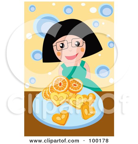 Hay Bendito... Pa'donde Diache Habra Cojido Diosaln? 100178-Royalty-Free-RF-Clipart-Illustration-Of-A-Happy-Woman-With-Oranges-And-Cookies