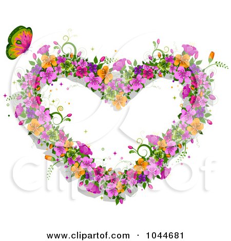 Srce  - Page 29 1044681-Royalty-Free-RF-Clip-Art-Illustration-Of-A-Butterfly-By-A-Heart-Made-Of-Colorful-Flowers