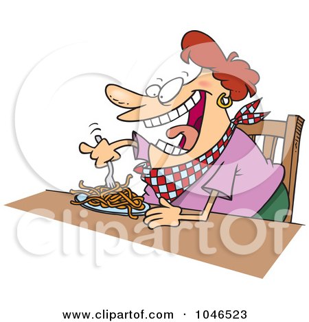 برشاقتنا حياتنا احلى 1046523-Royalty-Free-RF-Clip-Art-Illustration-Of-A-Cartoon-Fat-Woman-Eating-Spaghetti
