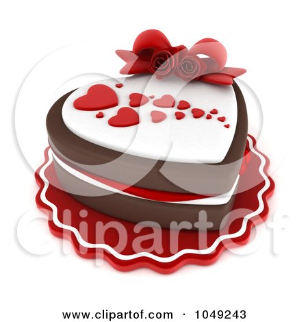 +++ اشكررررررررررررررك يـــا رب +++ 1049243-Royalty-Free-RF-Clip-Art-Illustration-Of-A-3d-Heart-Chocolate-Cake-Topped-Fondant-Hearts-And-Roses