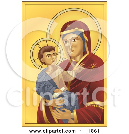 موسوعة ضخمة من الصور الحصرية لأمنا كلية الطهر أم النور 11861-Virgin-Mary-Madonna-Holding-Baby-Jesus-Clipart-Illustration