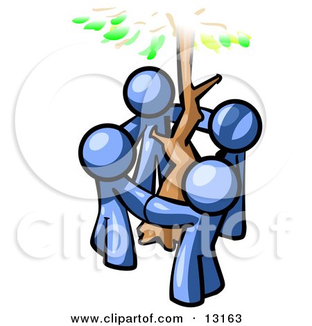 Happy birthday to King - HackerVn89 13163-Group-Of-4-Blue-Man-Standing-In-A-Circle-Around-A-Tree-Clipart-Illustration