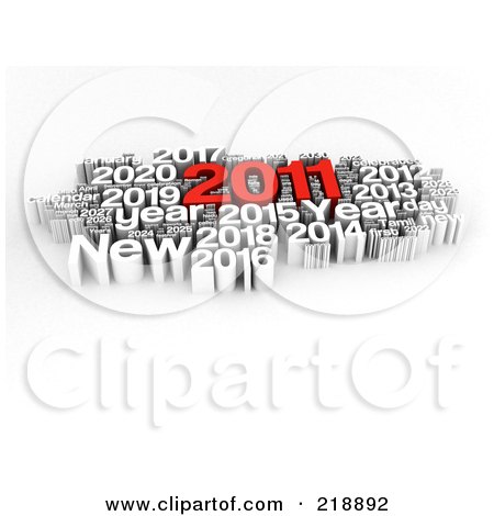 تهنئة بالعام الجديد 218892-Royalty-Free-RF-Clipart-Illustration-Of-A-3d-Red-And-White-2011-New-Year-Word-Collage