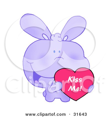 На каква картинка опреличаваш предния? - Page 2 31643-Clipart-Illustration-Of-A-Cute-Purple-Bunny-With-Blushed-Cheeks-Holding-Up-A-Red-Heart-Valentine