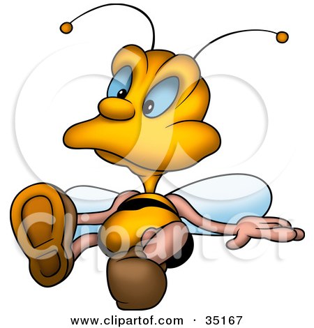 Das Bilder spiel - Seite 3 35167-Clipart-Illustration-Of-A-Relaxed-Little-Bee-Laying-On-The-Ground