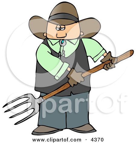 عندما يتفلسف الحمار 4370-Cowboy-Farmer-Holding-A-Pitchfork-Clipart