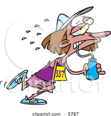 Vos images ... - Page 3 5767-Exhausted-Female-Marathon-Runner-Drinking-Water-Clipart-Illustration