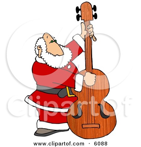 un bassiste de choix + autres (c'est de saison) 6088-Santa-Claus-Playing-Christmas-Music-On-A-Double-Bass-Clipart-Picture