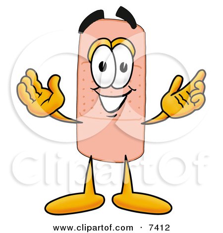 جنون لاصقات جروح 7412-Clipart-Picture-Of-A-Bandaid-Bandage-Mascot-Cartoon-Character