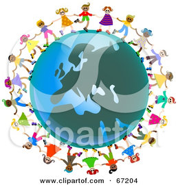 ரசிக்க  ! - Page 2 67204-Royalty-Free-RF-Clipart-Illustration-Of-Global-Kids-Holding-Hands-Around-A-European-Globe