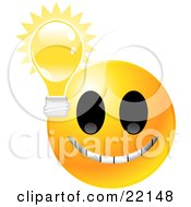 Νέο VFR800 VTEC για το 2014 - Page 3 22148-Clipart-Illustration-Of-A-Yellow-Emoticon-Face-Grinning-With-A-Lightbulb-Symbolizing-Ideas-And-Knowledge