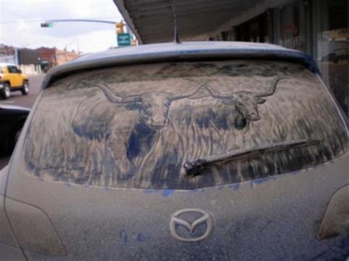  فن الرسم بغبار نوافذ السيارات!  4c