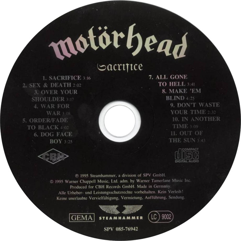 Recomenda un disco Motorhead-Sacrifice-CD